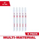 4" 6TPI T-Shank Multi Material Bi-Metal Jig Saw Blades, 5 Pack image number 0