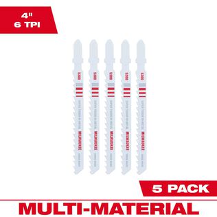4" 6TPI T-Shank Multi Material Bi-Metal Jig Saw Blades, 5 Pack