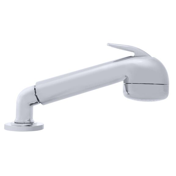 Deck-Mount Sprayer Large Chrome Sprayer No Hook, w/Elbow, 6' Stainless Steel Hose, Low Profile Holder image number 2