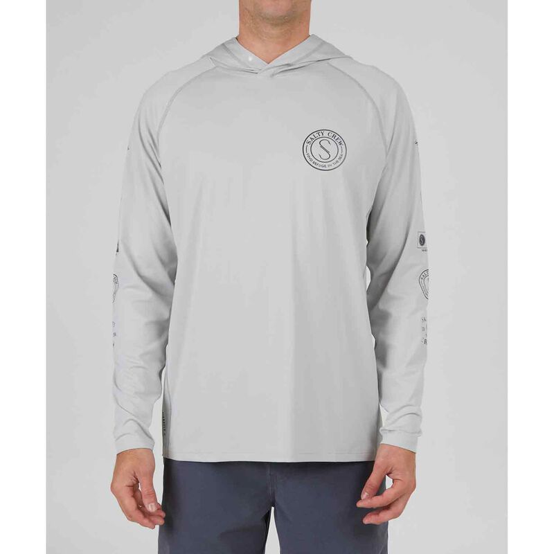 Salty Crew Men's Palomar Perforated Hooded Shirt, in Grey, Size 2XL | by West Marine