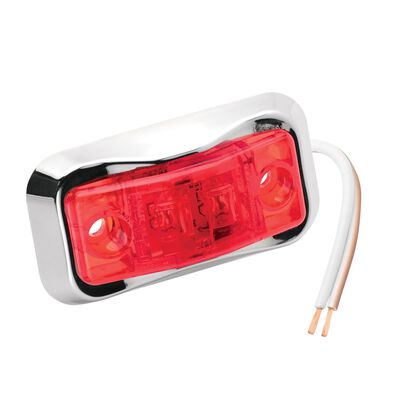LED Waterproof Red Side Marker Clearance Light w/Chrome Bezel