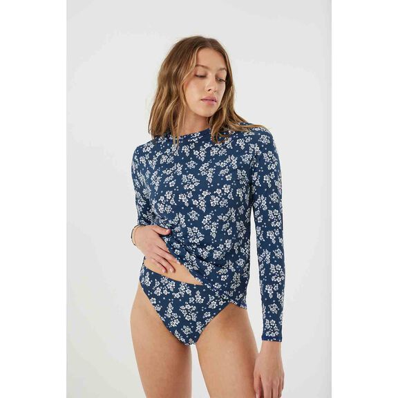 Women's Hibiscus Haven Sea Skippin Rash Guard image number 0