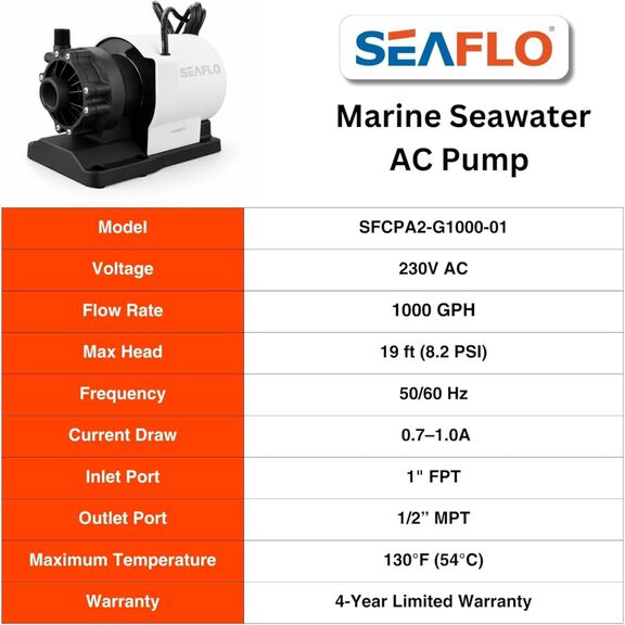 SEAFLO 1000 GPH 230V Marine AC Circulation Pump image number 3