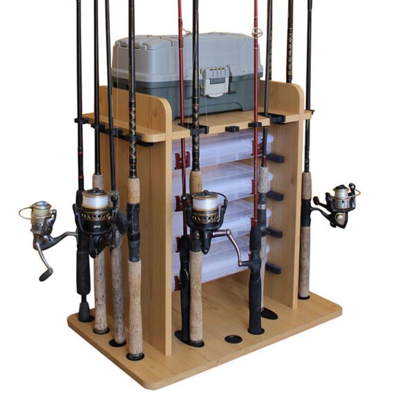 14 Fishing Rod Rack w/Four Bait Bin Storage image number 0