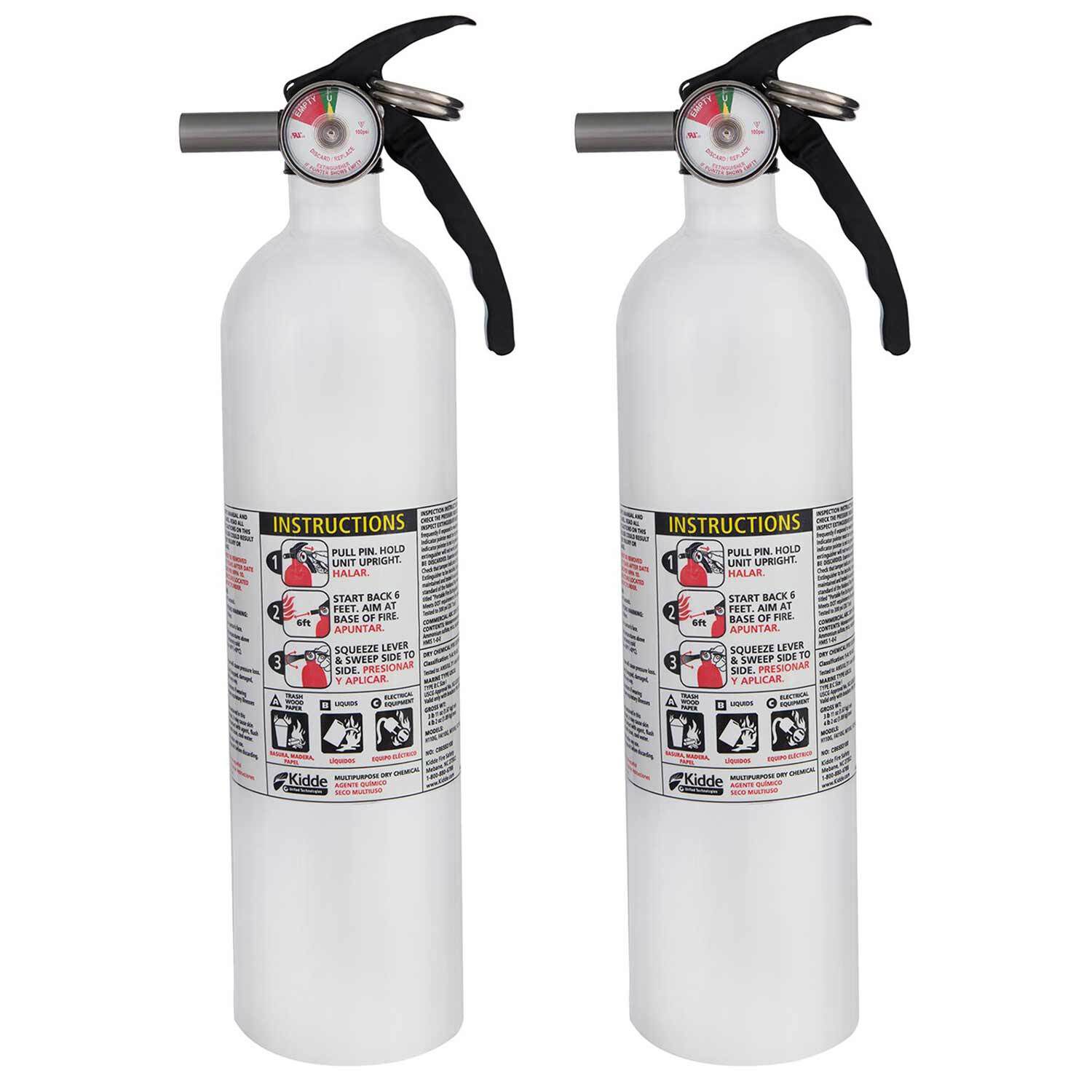 Fire Extinguisher Twin Pack Home Auto Boat Garage Kidde 2.5 lb 
