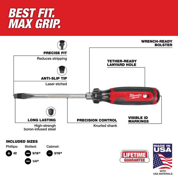 Cushion Grip Screwdriver Kit (USA). 4 Piece image number 1