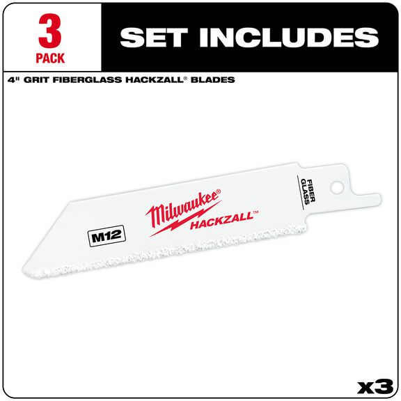 M12 HACKZALL&reg; Bi-Metal Blade - Fiberglass, 3 Pack image number 2