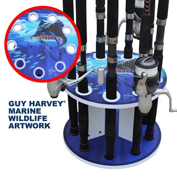 Guy Harvey Sailfish Spinning 9 Fishing Rod Storage Rack, Vertical Fishing Pole Rod Holder image number 4