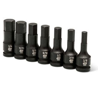 7 Piece 1/2" Drive Hex Bit Impact SAE Socket Set