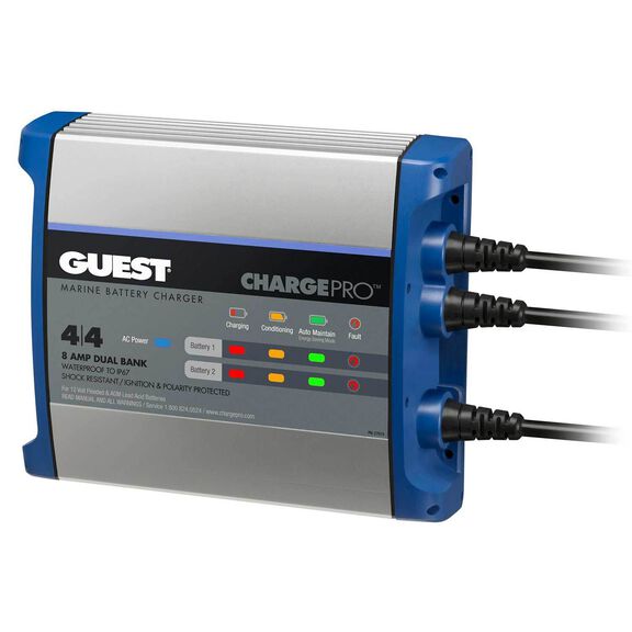 ChargePro Onboard Waterproof Marine Battery Charger with Ignition and Reverse Polarity Protection, 8 Amp, 12V, 2-Bank image number 0