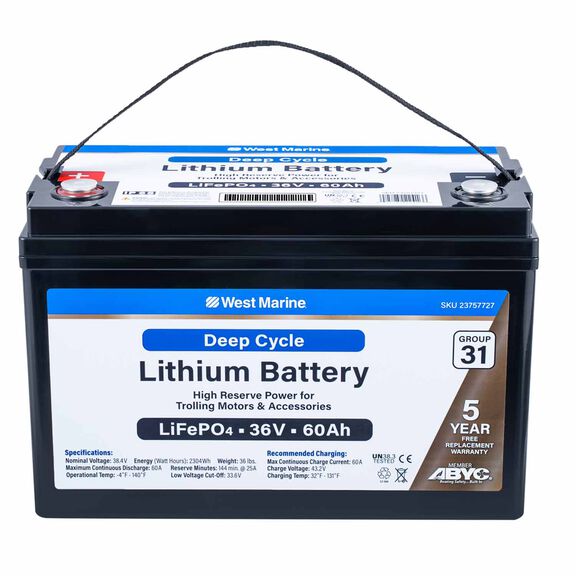 Group 31 Lithium Iron Phosphate Deep Cycle Battery, 36V 60Ah, Certified to ABYC Standards image number 0