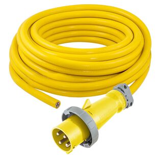 Hubbell Marine Cable, 100A 125/250V, 125ft, IT4, Yellow, Stow Cable  w/Plug End Only