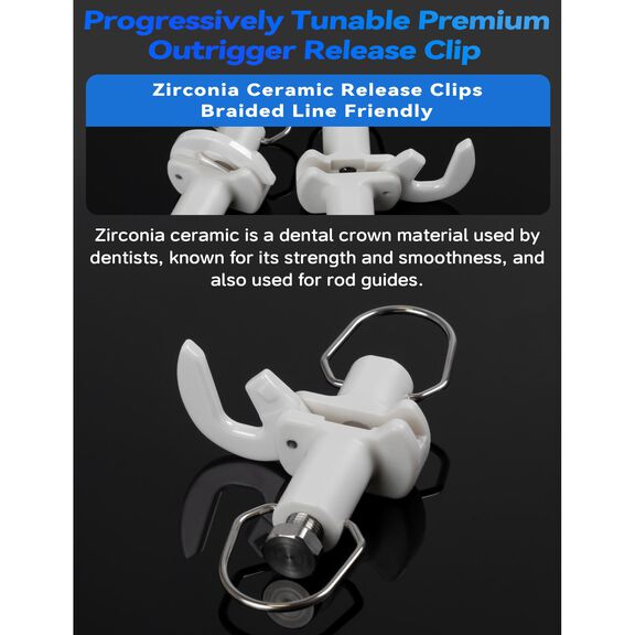BLUEWING Progressively Tunable Premium Outrigger Release Clip, White, 2pcs image number 1