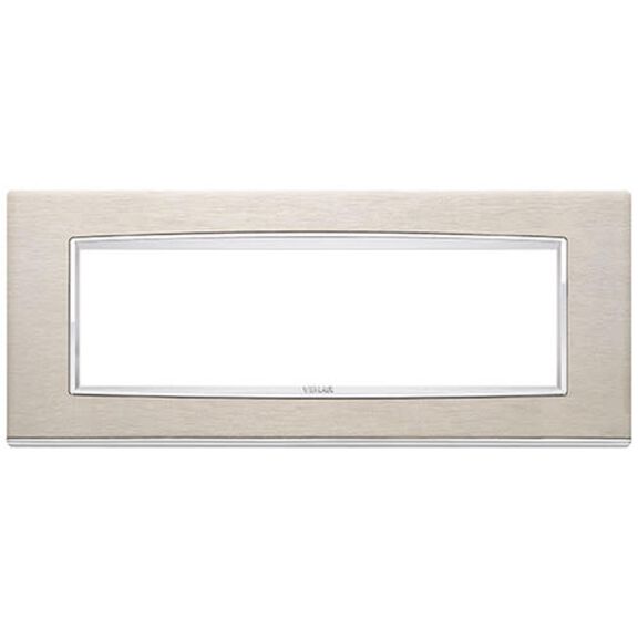 Vimar Eikon 20657.C91 7-Module Classic Cover Plate, Brushed Stainless image number 0