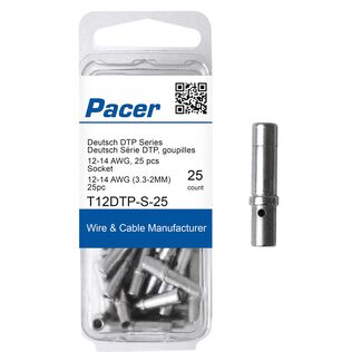 DTP Deutsch Socket F/14-12 AWG Wire, Size 12 Contact, 25 Pack