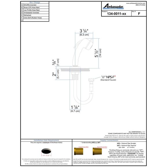 Deck-Mount Sprayer Small Arctic White Sprayer, 6' White Rubber Hose, Ultra-Low Profile Holder image number 3