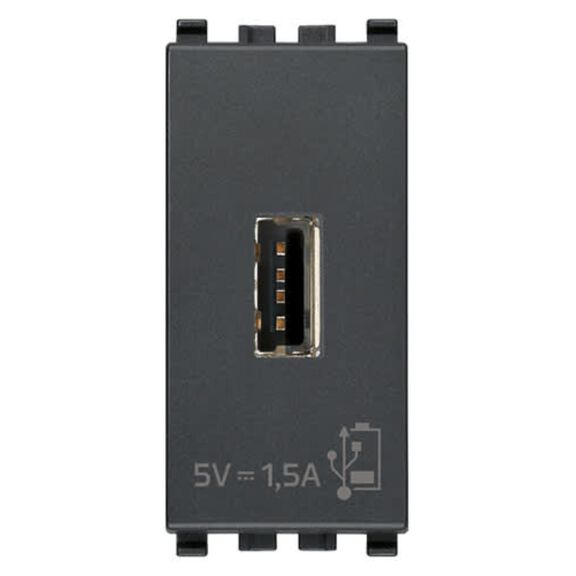 Vimar Eikon USB-A Supply Unit 5V 1.5A, 1-Module, Grey image number 0