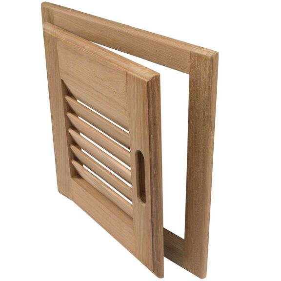Right Hand Teak Louvered Door & Frame, 12" x 12" image number 0