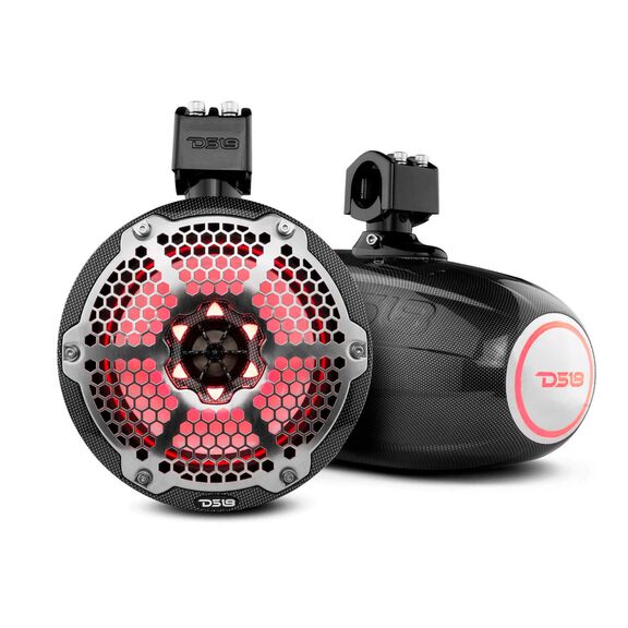 HYDRO 8" Marine Tower Speakers with Integrated RGB LED Lights, 375 Watts, Black Carbon Fiber image number 0
