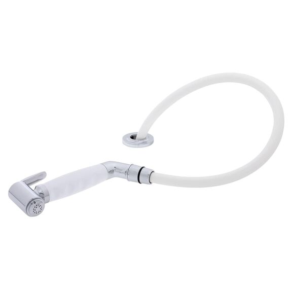 Deck-Mount Sprayer Hammer-Head Arctic White Sprayer w/Elbow, 10' White Rubber Hose, Low Profile Holder image number 1