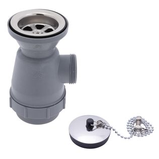 2" Drain, Trap Sink Drain, 1-1/4"-M Thread, w/Chain Stopper Ultra-Mirror Finish