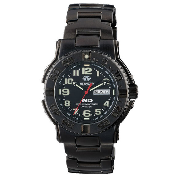 REACTOR Trident Nitrided Stainless Steel Bracelet Watch, Black