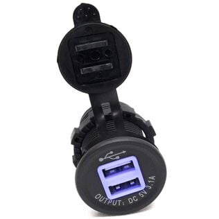 Dual Port USB Socket with Four Blue LEDs