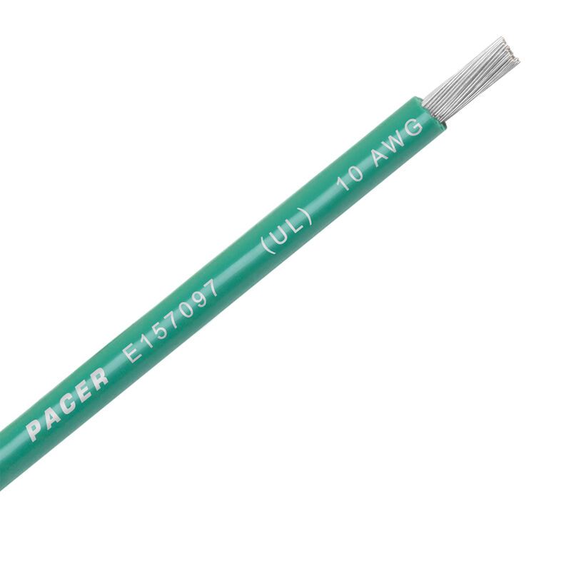 Primary Wire, Marine, 10 AWG, 1C C, Green, PVC, Stranded, 600V, 100 ft.