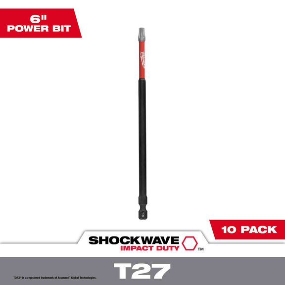 SHOCKWAVE&trade; 6" Impact Torx&reg; T27 Impact Driver Bit, 10 Pack image number 0