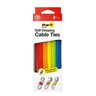 6" x 0.5" Self-Gripping Cable Ties, 30 Pack