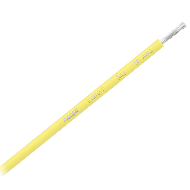 Primary Wire, Marine, 16 AWG, 1C C, Yellow, PVC, Stranded, 600V, 25 ft.