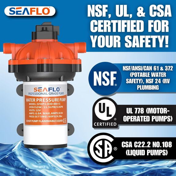 SEAFLO 51-Series 24V DC Diaphragm Water Pump 5.5 GPM 60 PSI image number 8