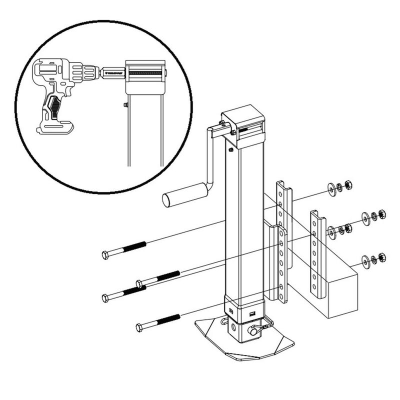 TRAILER VALET JX 7K Side Mount DrillPowered Trailer Jack West Marine