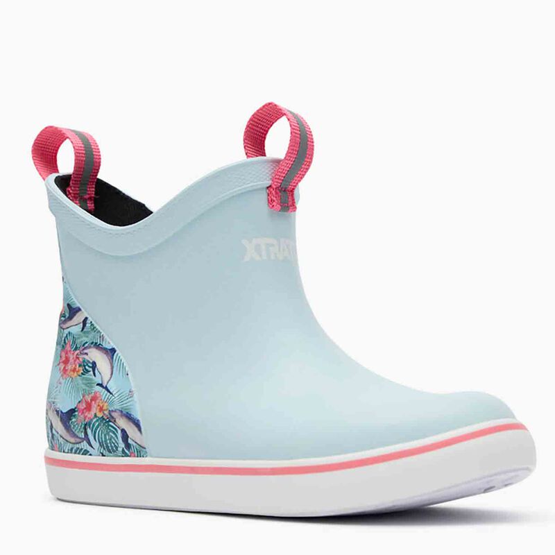 Xtratuf Kids' Ankle Deck Boots, in Blue/Dolphin Floral, Size 4 | by West Marine