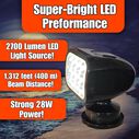 SEAFLO 360&deg; Rotating Remote Control LED Searchlight, 10-30V DC, 2700 Lumens, Wired Remote, Black image number 3