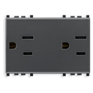 Vimar Eikon Double 2P+E 15A USA+SASO SICURY Duplex Outlet, Grey, 3-Module