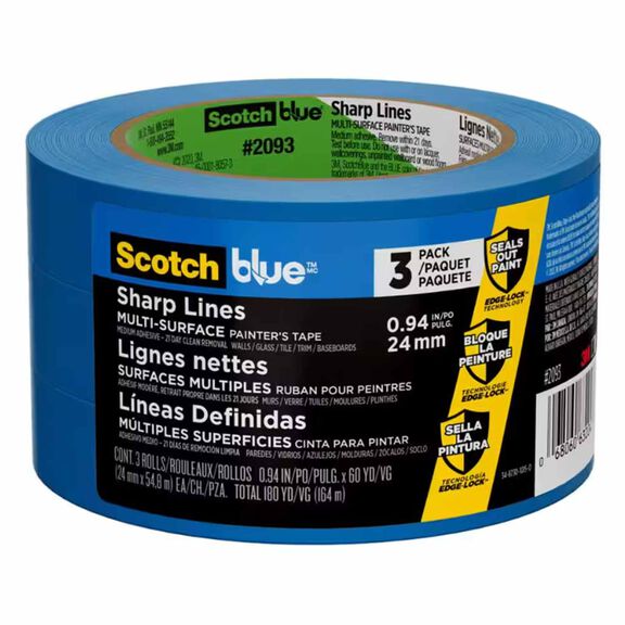 ScotchBlue PROSharp Painter's Tape 2093+-36AC3, 1.41" x 60 yd (36mm x 54.8m), 3 rolls/pack image number 0