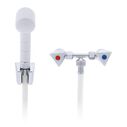 Trinidad 2H External Shower Mixer Small Arctic White Sprayer, 6' White Rubber Hose Chrome/Arctic White image number 2