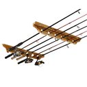 Rustic Wood 6 Fishing Rod Wall & Ceiling Rack image number 0