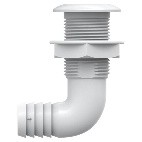 SEAFLO 1-1/4 in Angled Thru Hull Fitting with Check Valve White image number 1