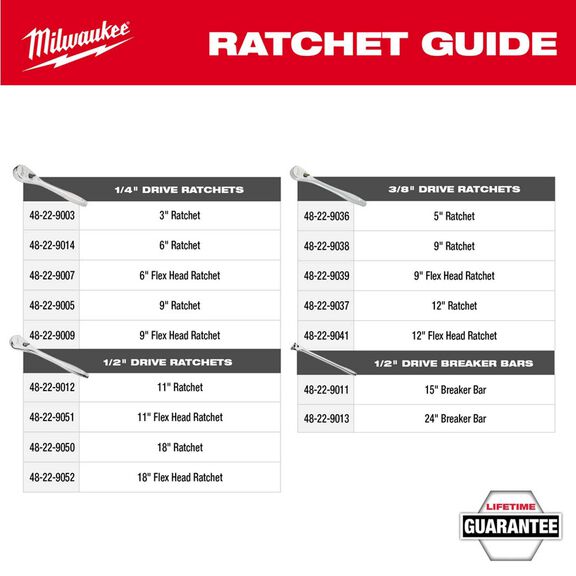 1/2" Drive 11" Flex Head Ratchet image number 7