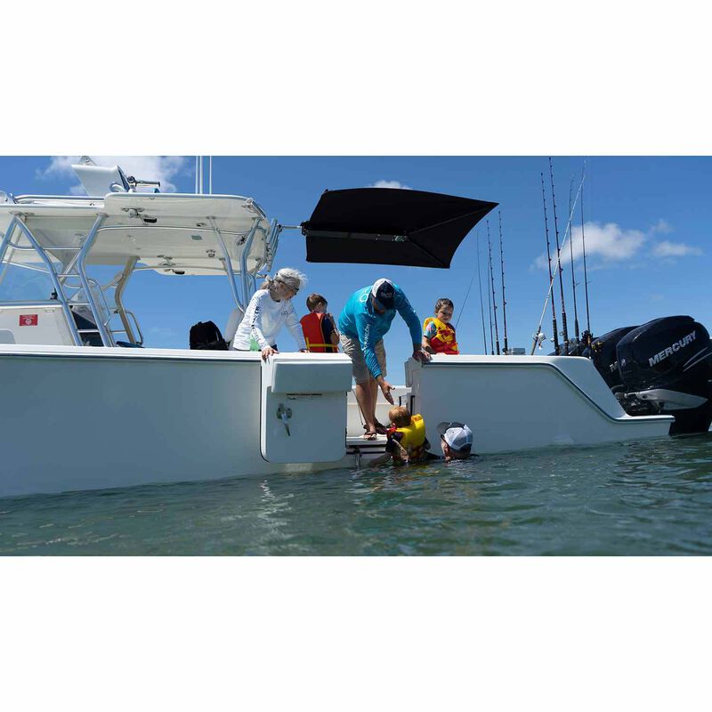 TACO MARINE ShadeFin Canvas Boat Shade with Fixed Rod Holder Mount Kit &  Storage Bag, Black