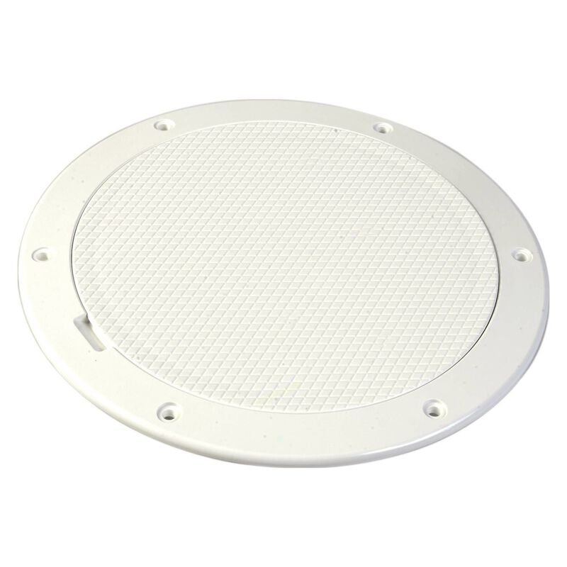 6" Diamond Cross-Cut Pattern Pry-Out Deck Plate, 8-1/8" Flange, 6-1/2" Cutout, White image number 0