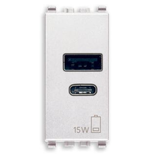Vimar Eikon A+C USB Supply Unit 12W 2.4A 5V, 1 USB-A + 1 USB-C, 1-Module, White