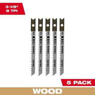 3-1/8" 8TPI U-Shank Wood High Carbon Steel Jig Saw Blades, 5 Pack