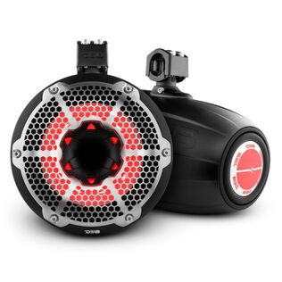 HYDRO 10" Neodymium Marine Tower Speakers with Built-in Passive Radiator, 1" Driver and RGB LED Light, 900 Watts, Black
