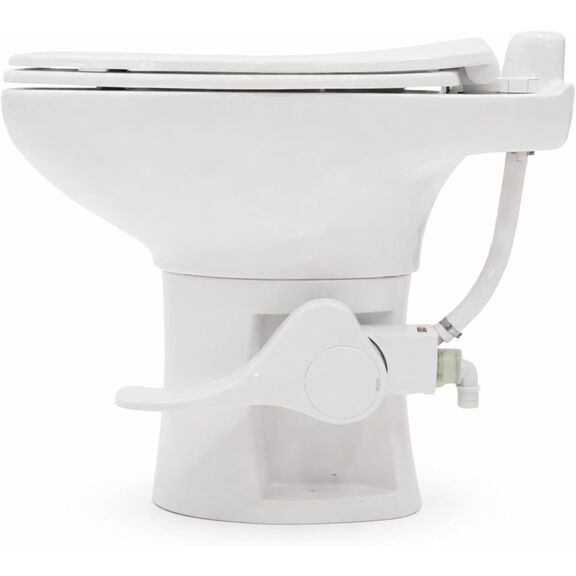SEAFLO Porcelain RV Toilet Elongated Bowl 19in Residential Height Gravity Foot Pedal Soft Close image number 6