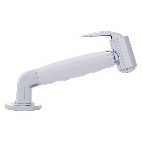 Deck-Mount Sprayer Hammer-Head Arctic White Sprayer w/Elbow, 6' Stainless Steel Hose, Low Profile Holder image number 2
