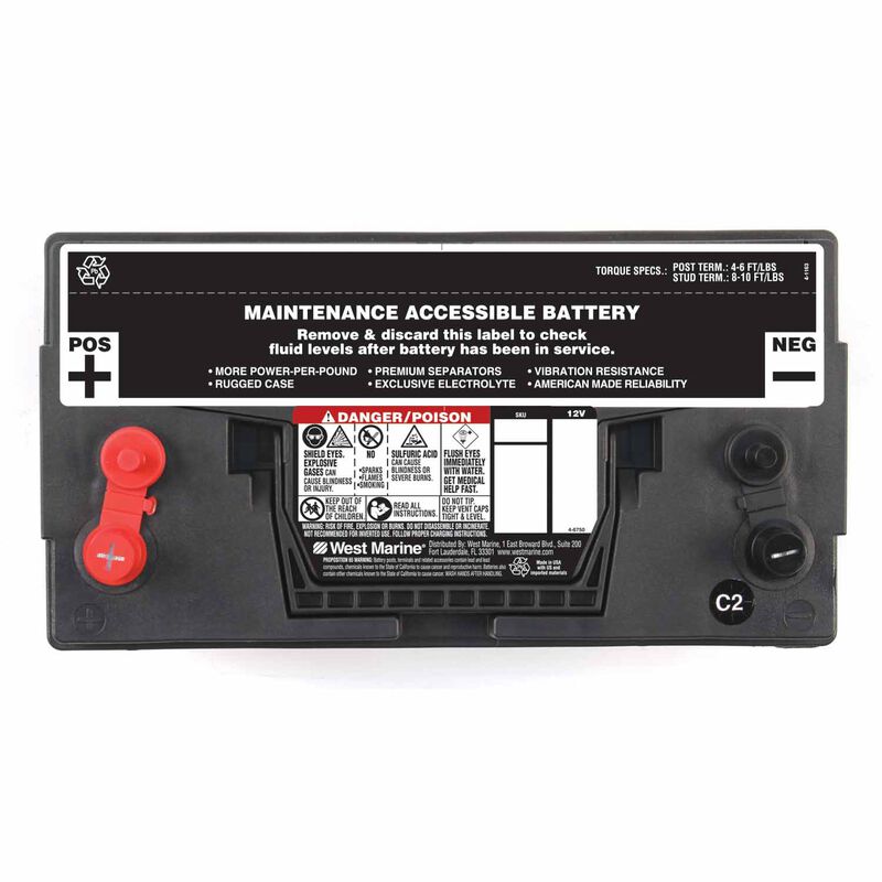 WEST MARINE Deep Cycle Flooded Marine Battery, 105 Amp Hours, Group 31