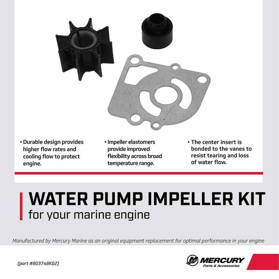 Water Pump Impeller Repair Kit 803748K02 for Mercury 8 and 9.9hp 4-Stroke with BigFoot/Command Thrust Gearcase image number 1